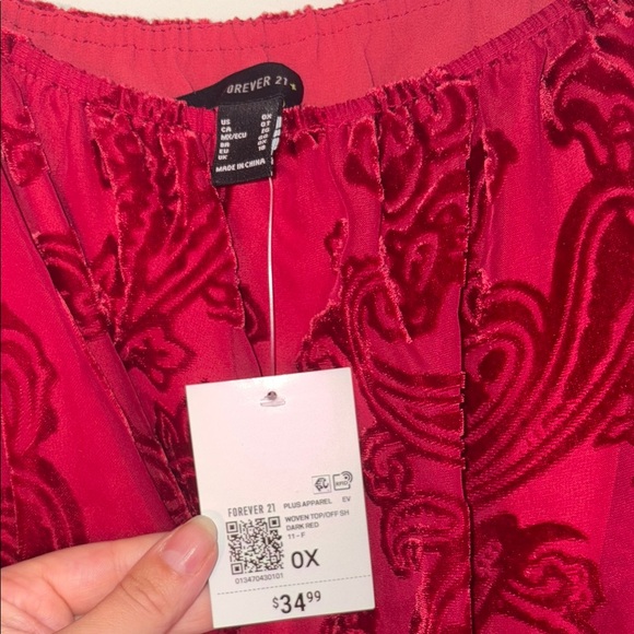 Red Velvet Off the Shoulder Top - Picture 3 of 4